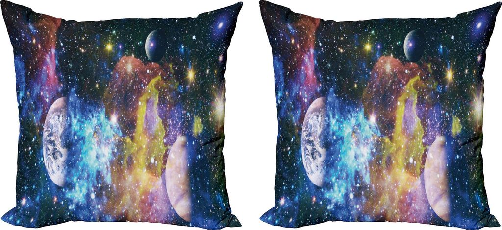 ABAKUHAUS Platz Kissenbezug Set (2Stück), Futuristisches Abstrakte Interpretation der Sterne Planeten Mystical Astronomie Thema, 45 x 45 cm, Mehrf...