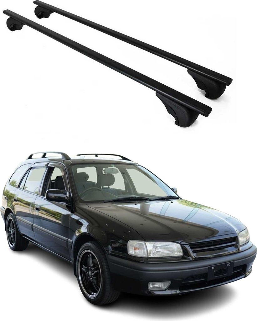Dachträger Grundtäger für Toyota Sprinter 1995-2002 75kg Metall Schwarz 2 tlg