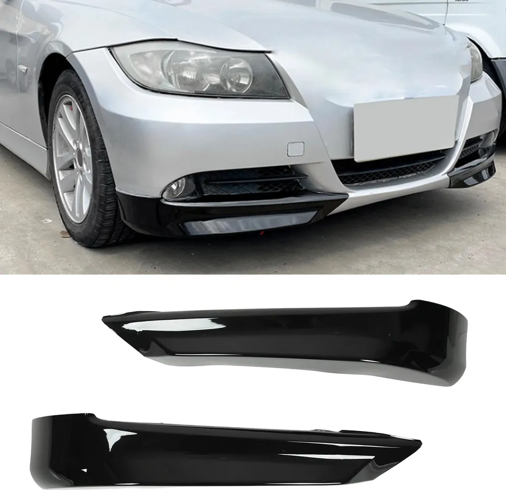 Lame de Pare-choc Avant en ABS pour BMW Série 3 E90 E91 2 Pièces Noir