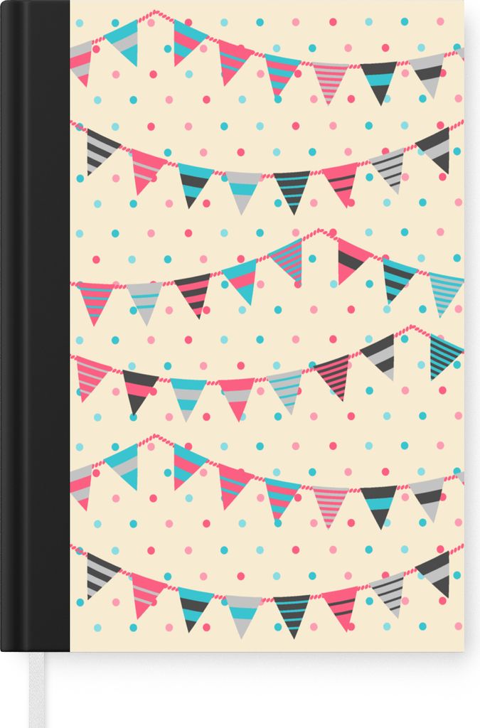 MuchoWow Notizbuch Tagebuch Haushaltsbuch Notebook A5 Girlanden - Muster - Pastell - Notizblock - Notizheft - Notebook - Schreibblock - Papier