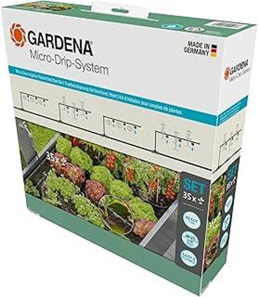 Gardena Micro-Drip-System Tropfbewässerung Set Hochbeet/Beet (35 Pflanzen): Starter-Set sofort einsatzbereit, wassersparendes Bewässerungssystem,...