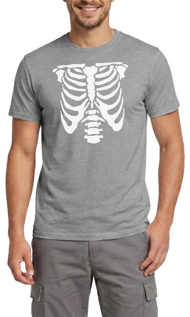 Spreadshirt Halloween Skelett Kostüm Männer T-Shirt, 4XL, Graphit meliert
