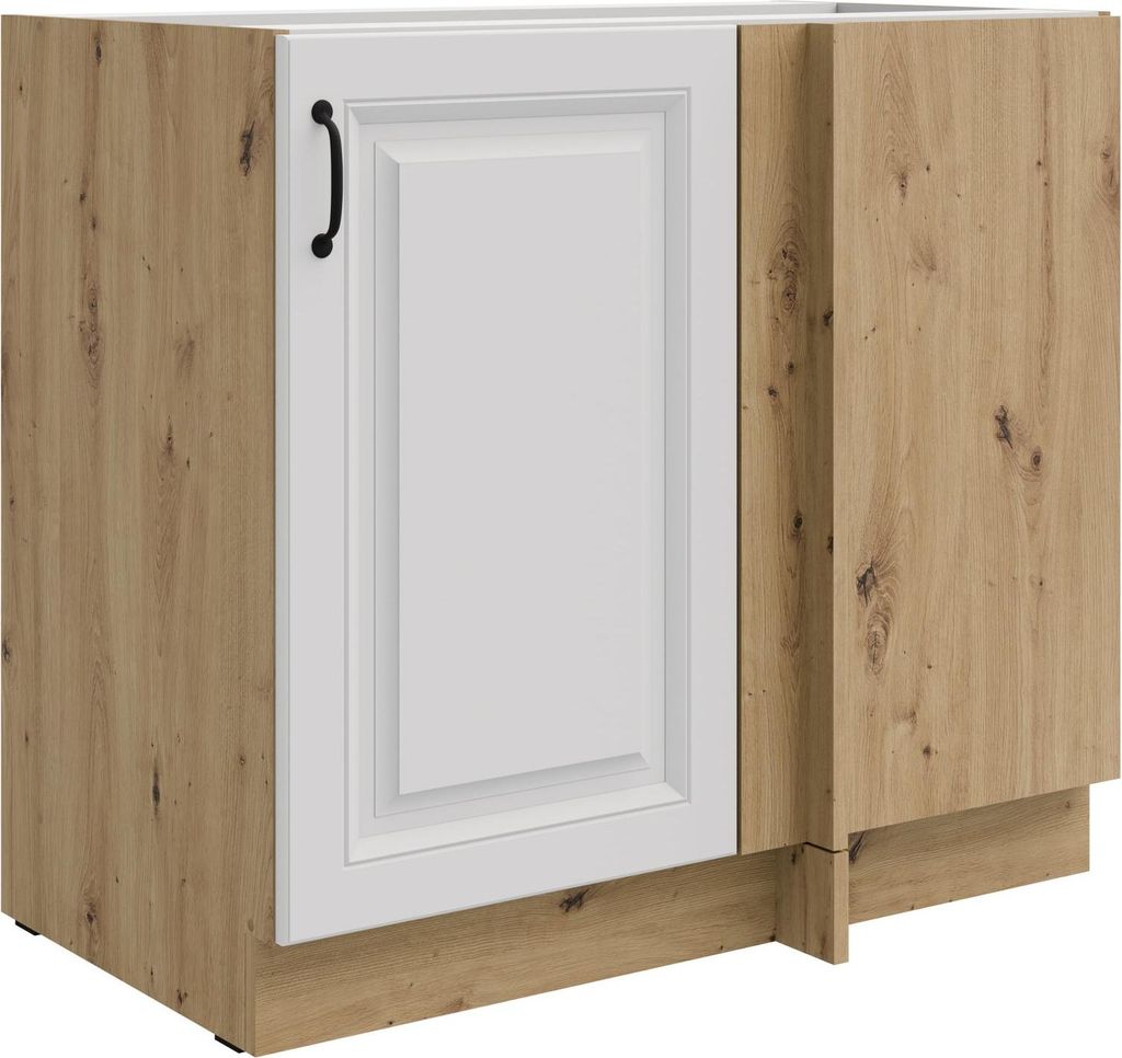 Eckunterschrank 105cm Stilo Weiß Eiche Artisan Küchenzeile Produktbild 