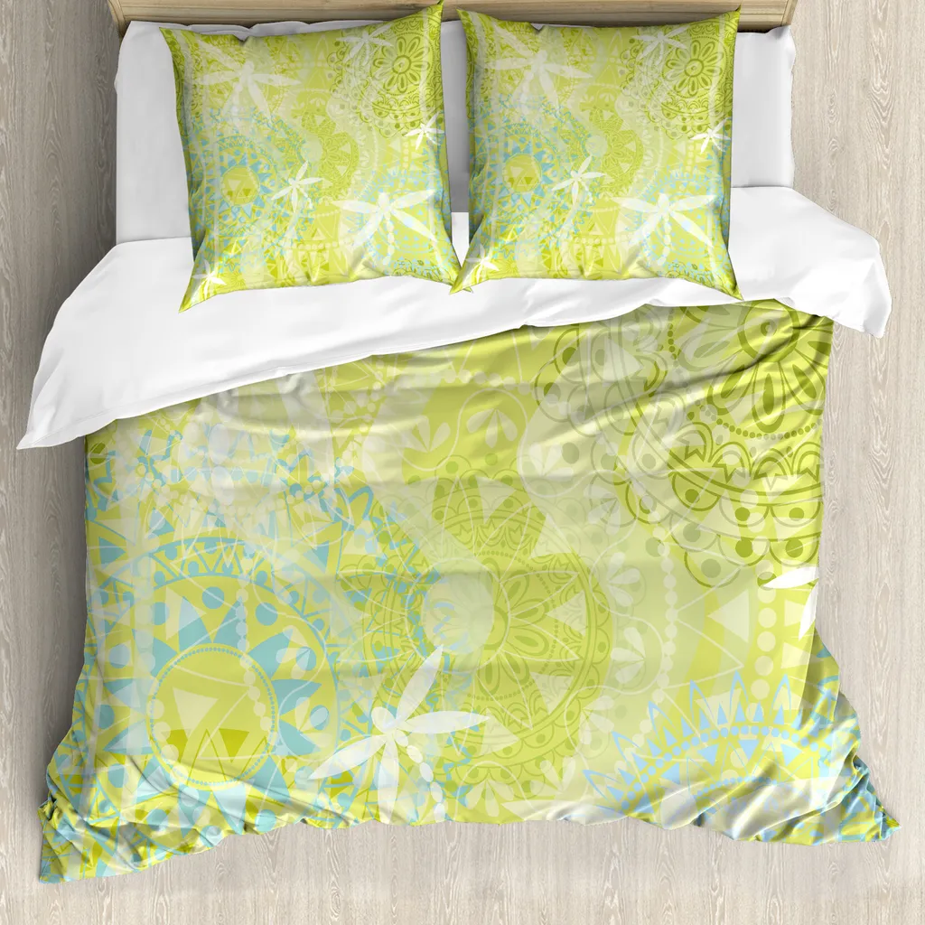 Copripiumino Libellula Mandala ABAKUHAUS 200x200 Verde Bianco Online