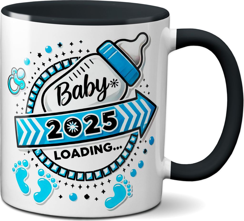 TassenKing Tasse mit Spruch Baby 2025 Loading (Blau , Boy, Junge), Geschenke zu Weihnachten, Geschenkideen für Werdende, Geschenk, Weihnachtsgesch...