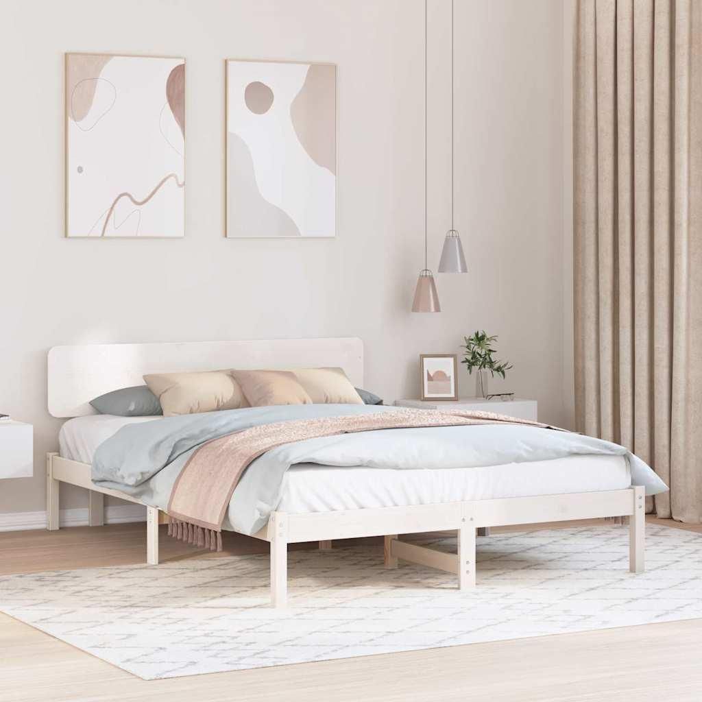 Maison Exclusive - Bettrahmen mit Kopfteil Weiß 200 x 200 cm Massives Kiefernholz
