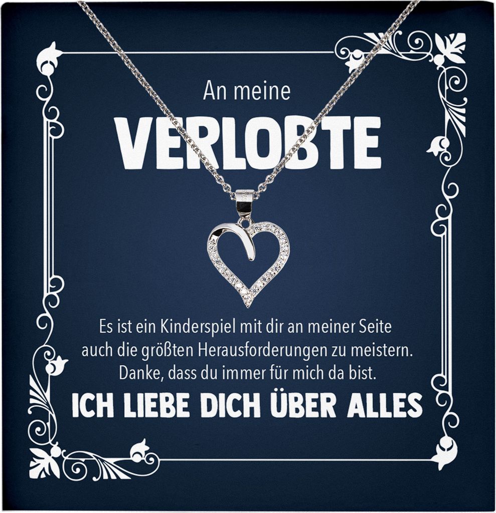 22Feels Echt Silber Halskette - Verlobte Geschenk Frauen Schmuck Set Verlobung Valentinstag Geburtstag Weihnachten - Herz Anhänger, Karte