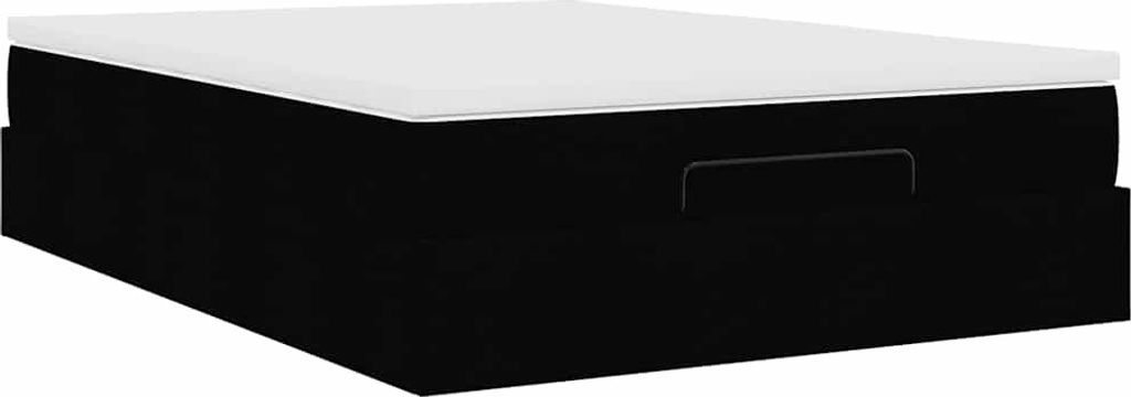 SYFAX Ottoman-Bett mit Matratze Schwarz 140x190 cm Kunstleder