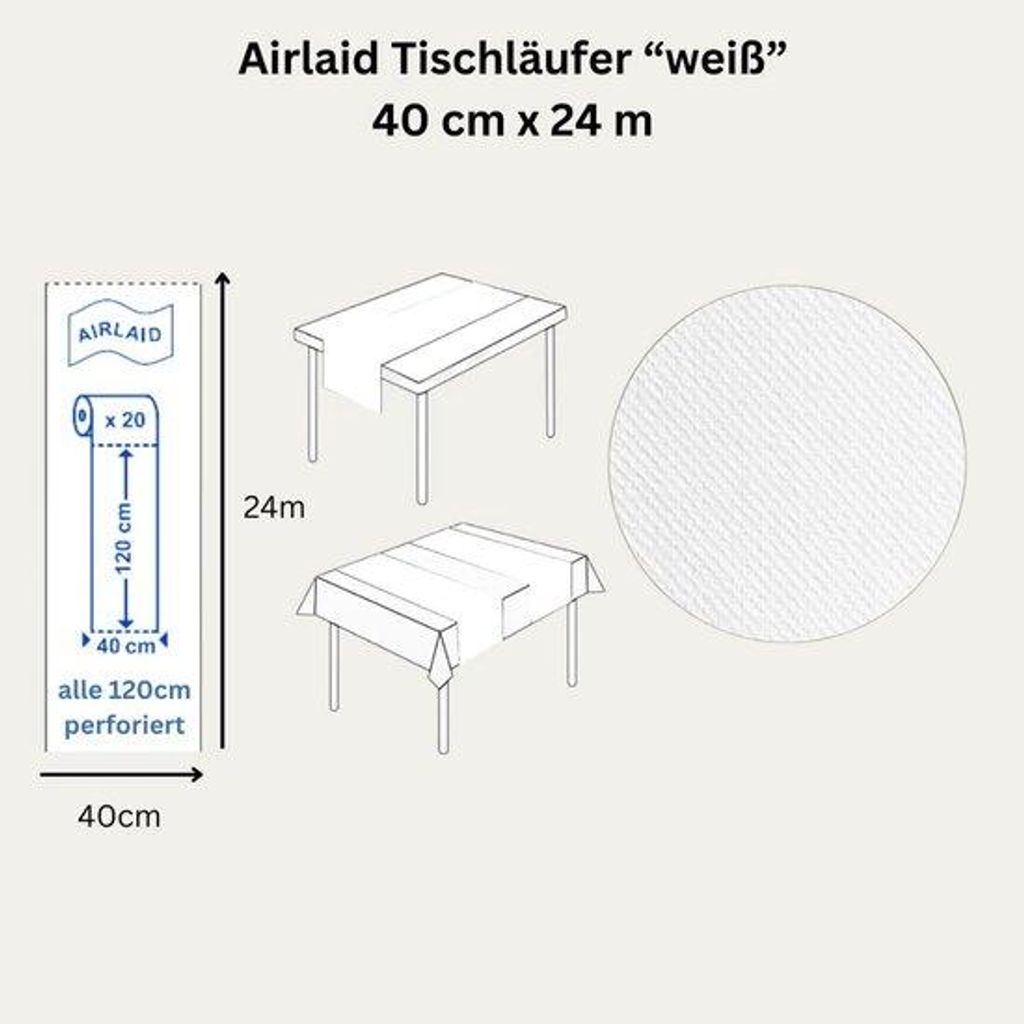 Tafelloper - Wit - Geperforeerd - 120 cm - 40 cm x 24 m - Dekoartikel