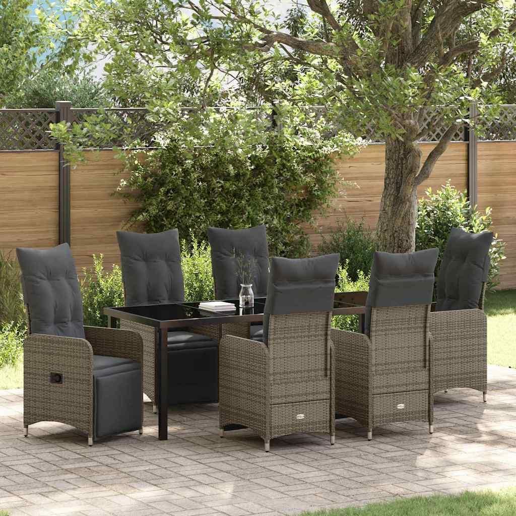 Maison Exclusive - Garten Essgruppe 7 pcs Grau Poly-Rattan