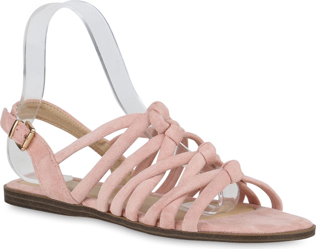 VAN HILL Damen Riemchensandalen Sandalen Sommer Schuhe 840929, Farbe: Nude, Größe: 40