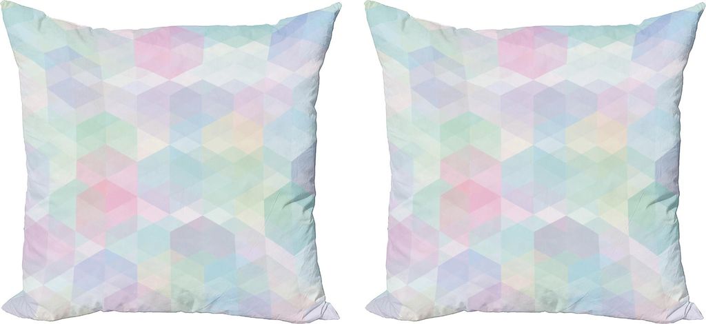 ABAKUHAUS Pastell Kissenbezug Set (2Stück), Retro- Art-künstlerisches Muster mit den zufälligen Überlagerungen des sechseckigen Form-netten Wei...