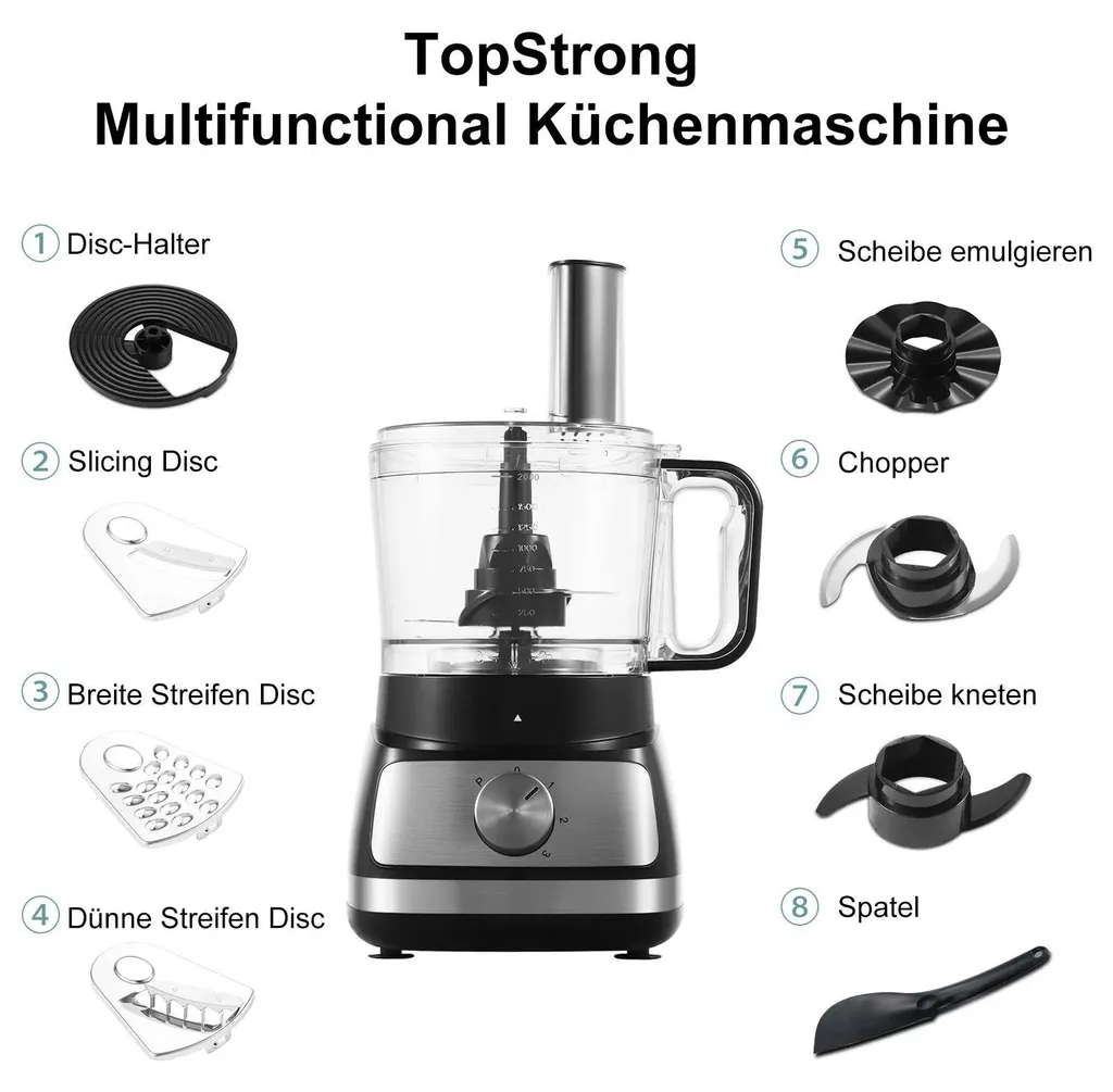Robot Ménager Food Processor EUFP421SL 800W - Bol 2L Inox - Découpe - 3