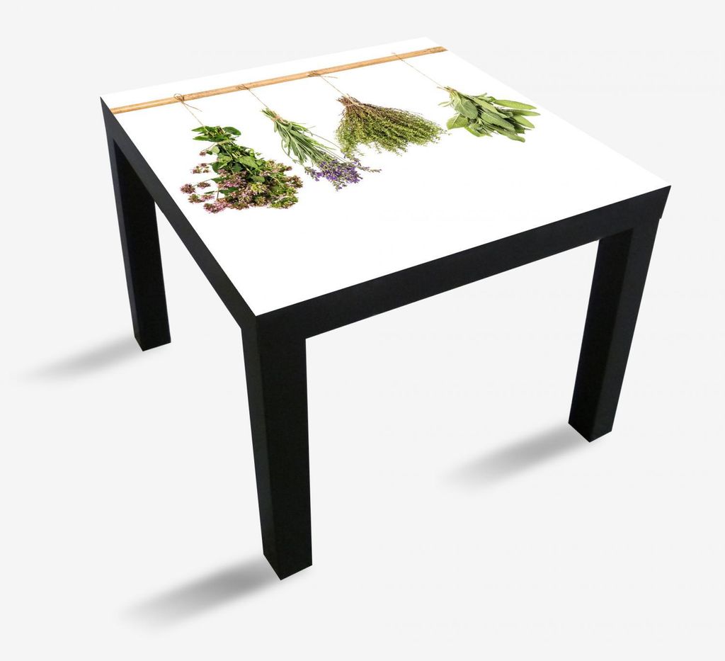 Wallario Möbeldesign / Aufkleber, geeignet für Ikea Lack Tisch - Verschiedene Kräuter an der Leine in 55 x 55 cm