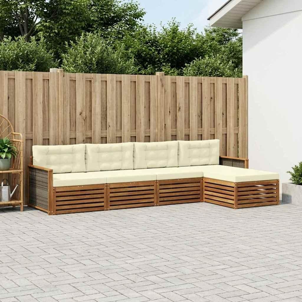 Möbel Outdoor-Sofagarnitur mit Kissen 5 pcs Natur und CremeGartensofas - Gartensofas c1206