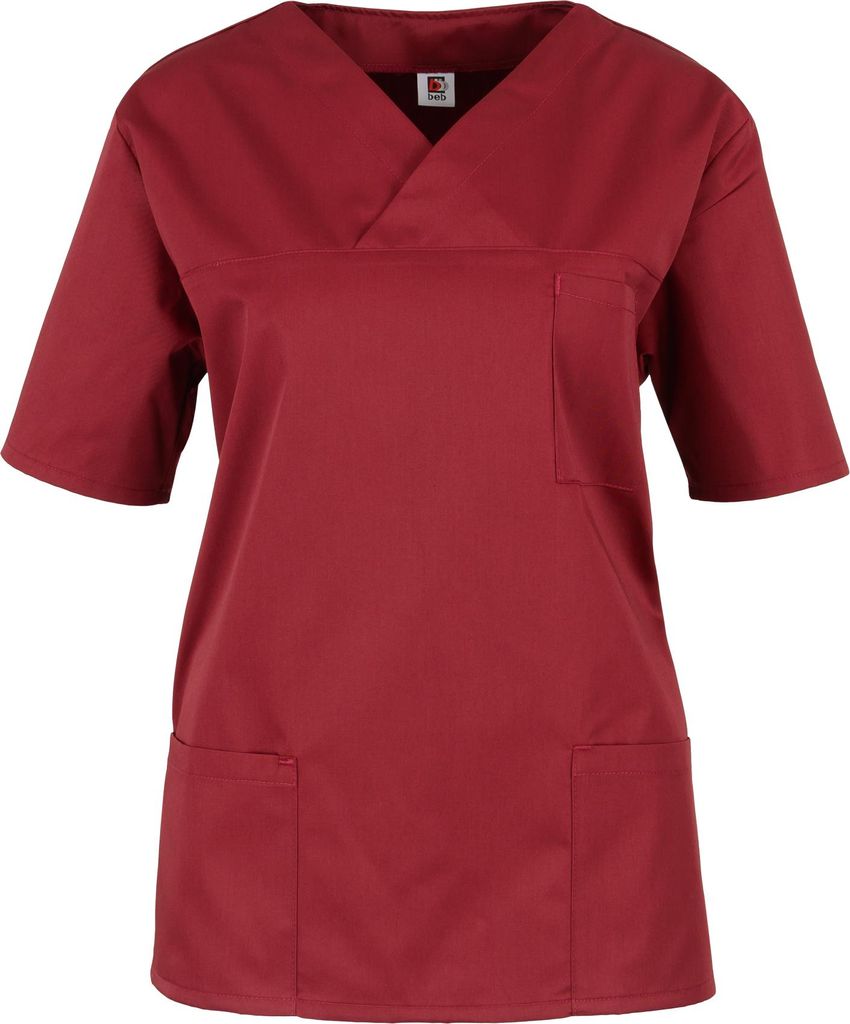 beb MEDIZIN/PFLEGE Damen KASACK Kurz V-Neck Baumwollmix Weinrot XXL