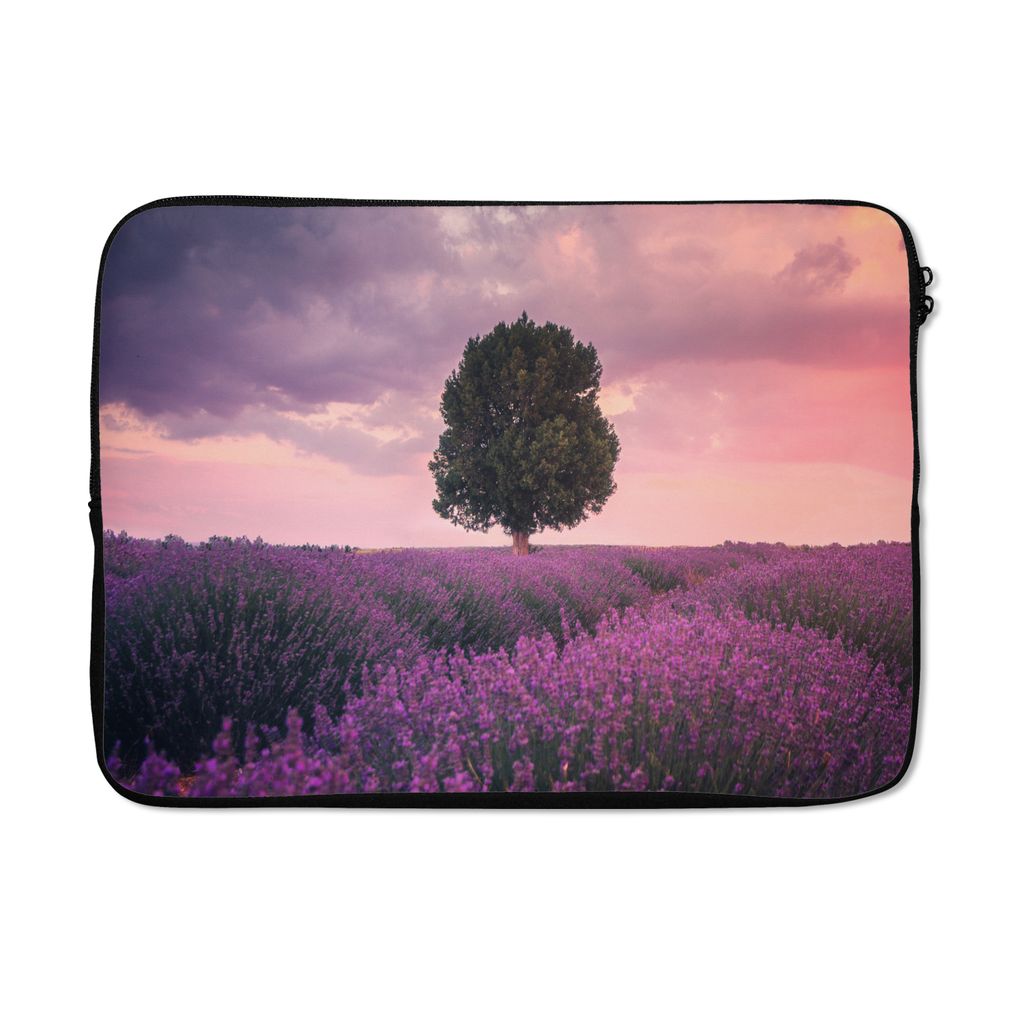 MuchoWow Laptop Hülle 13 Zoll Lavendel - Blumen - Lila - Baum - Natur Laptoptasche - Laptophülle - Sleeve - Rundumschutz