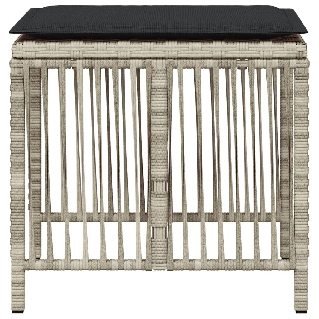Sgabelli da Esterno in Polyrattan Grigio SYFAX™ - Set 4 Pezzi con Cuscini - 5