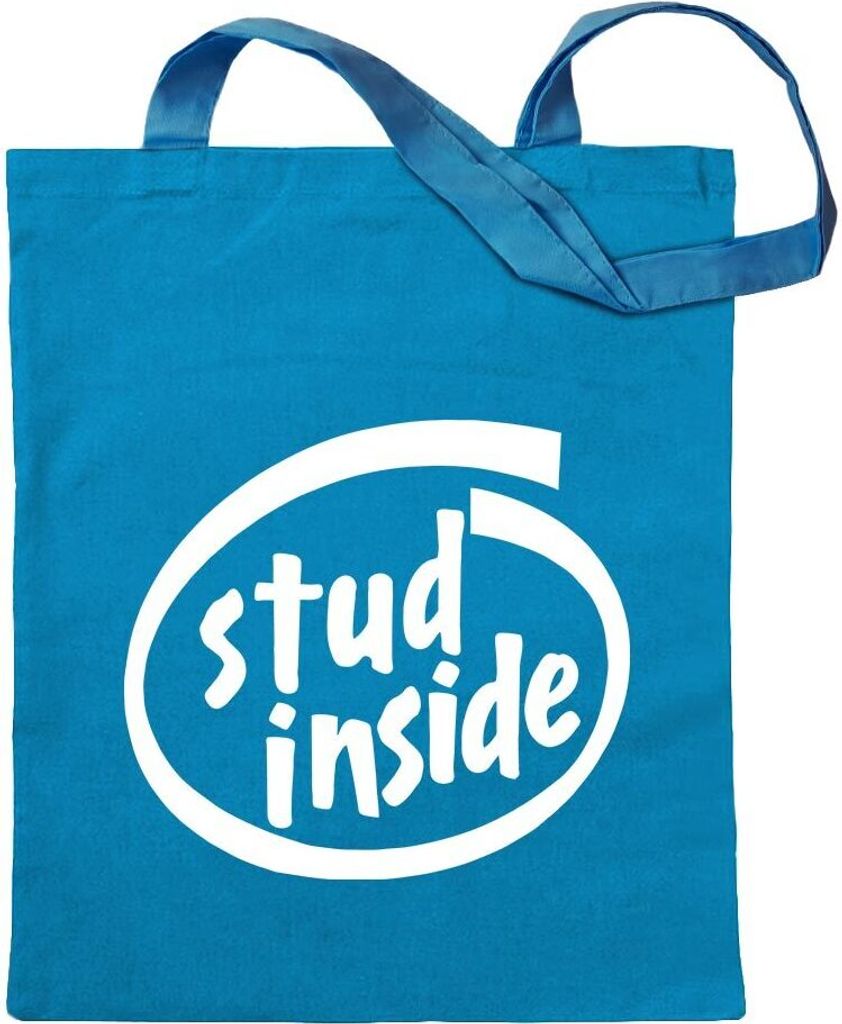 Kiwistar - Baumwolltasche - hellblau - Stud Inside Zucht Farm Pferd - Tragetasche Stoffbeutel Umhängetasche Langer Henkel