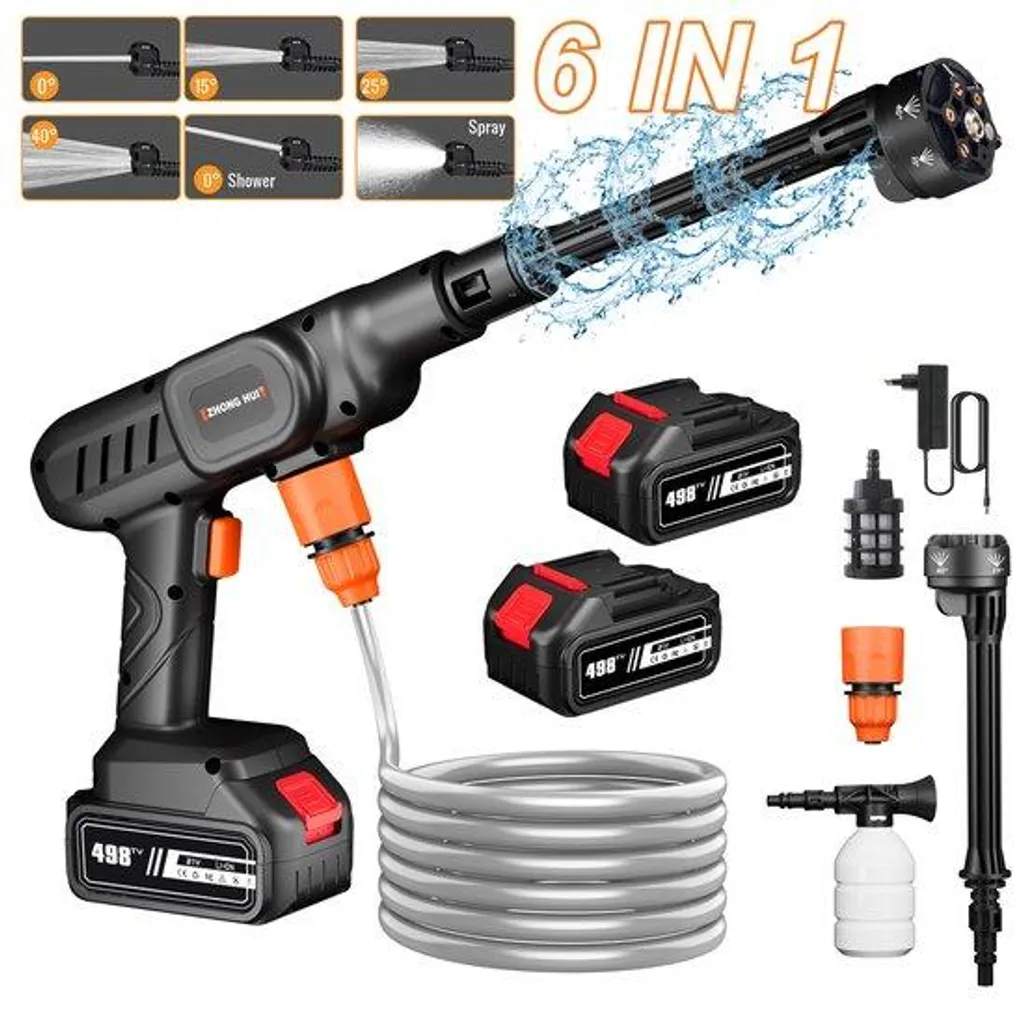 Lave-auto électrique sans fil haute pression avec jet réglable - 25V