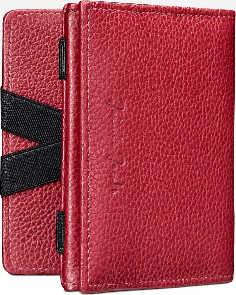 Flap Boy Das Original Magic Wallet mit Münzfach und RFID-Schutz, Geldbeutel aus echtem Leder (Rosso Milano)