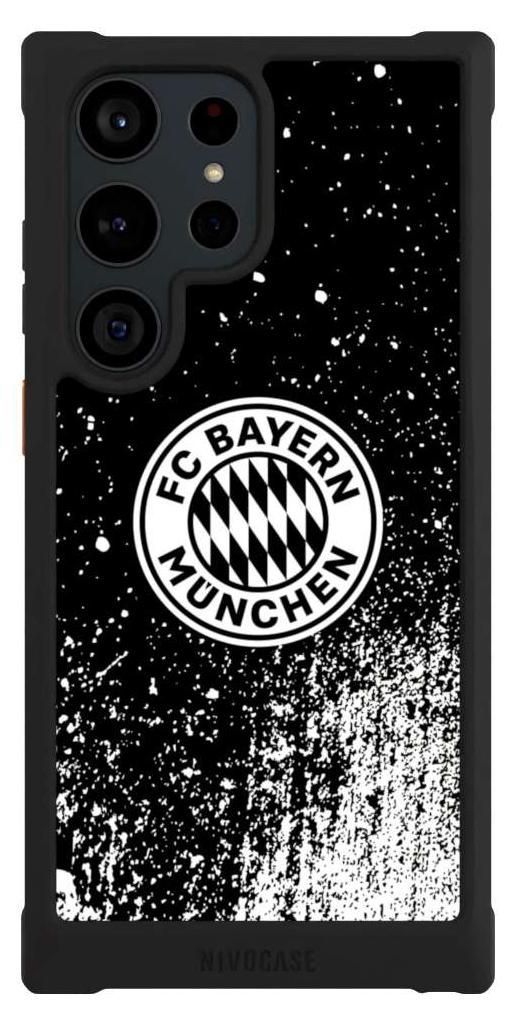 NIVOCASE Hülle für Samsung Galaxy S23 Ultra Stoßfeste Handyhülle NIVOmax Case Schwarz FC Bayern München FCB Offizielles Lizenzprodukt
