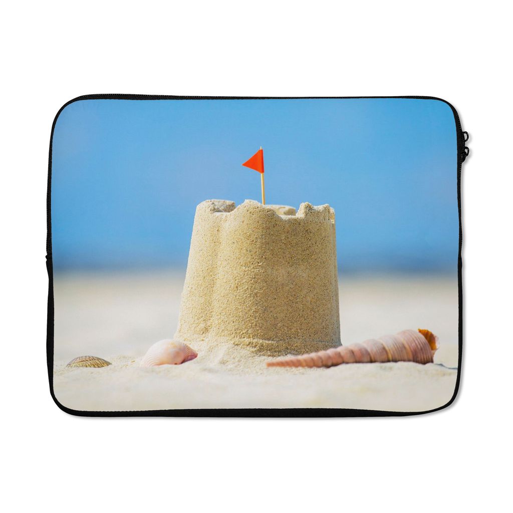 MuchoWow Laptop Hülle 15 Zoll Sandburg - Strand - Muscheln - Sommer Laptoptasche - Laptoptasche - Sleeve - Rundum-Schutz