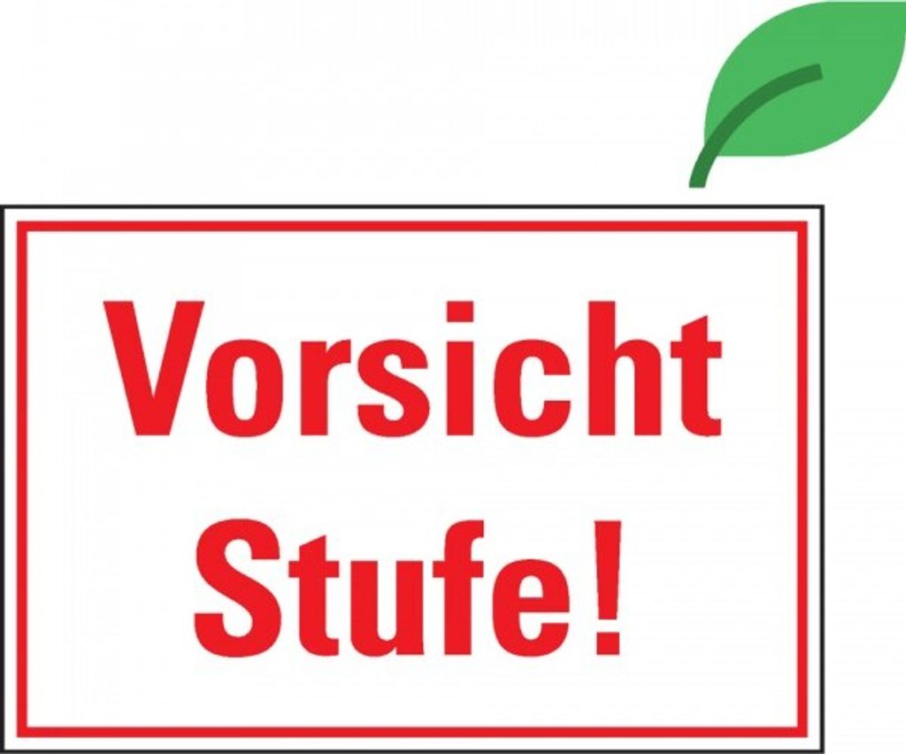 Dreifke Aufkleber, Hinweisschild Vorsicht Stufe! KRO, ökologische Folie, sel...
