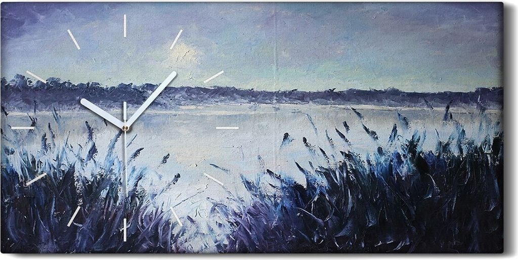 Dekor Leinwand Uhr Wandbilder Geräuschlos 60x30 Malerei See Himmel Nacht Kunst - weiße Hände