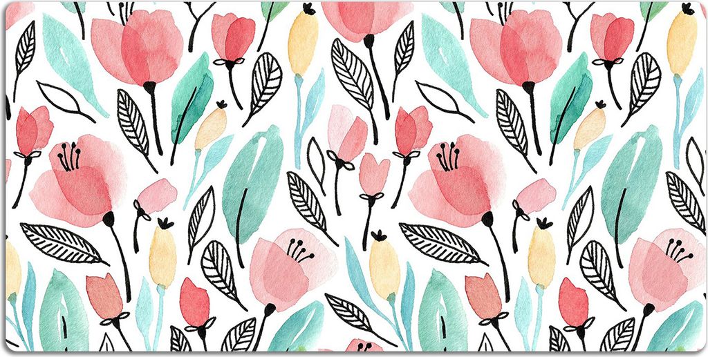 Schreibtischmatte Tischunterlage 100x50 cm Mauspad - rote Blumen