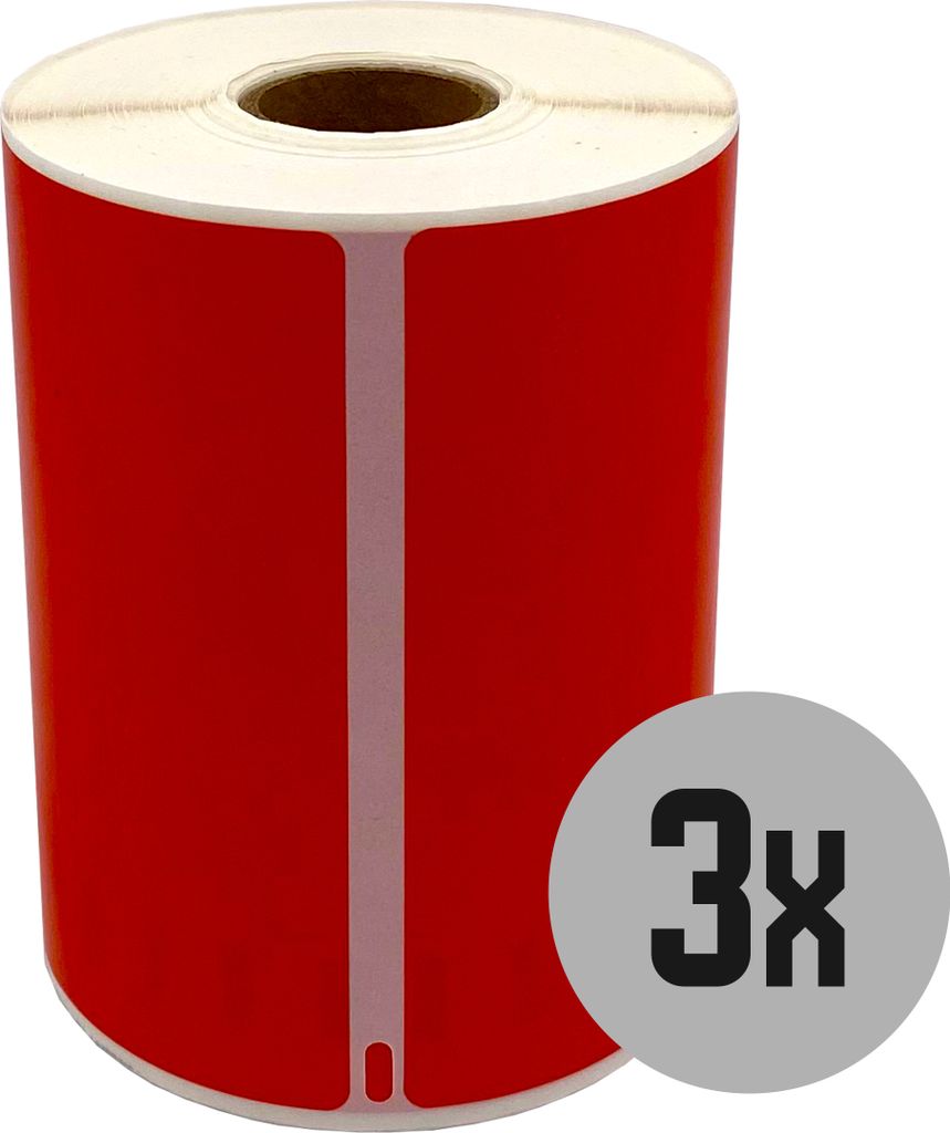 DULA Etiketten - Kompatibel mit Dymo Compatible labels - Rood - S0904980 - Grote verzendetiketten - 3 rollen - 104 x 159 mm - 220 labels per rol