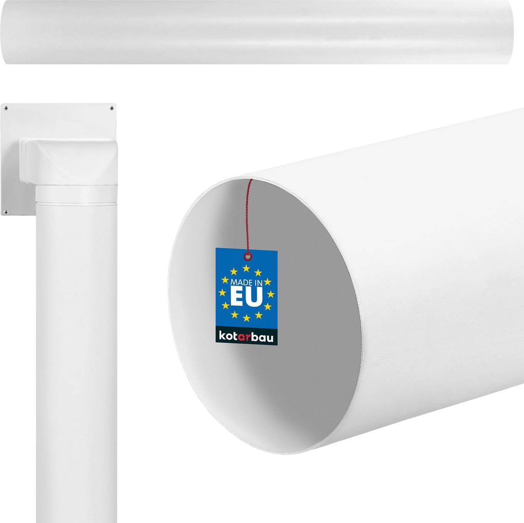 KOTARBAU Lüftungsrohr 1000 mm Rundkanal 125 mm Rundrohr PVC Weiß Rundrohrsystem