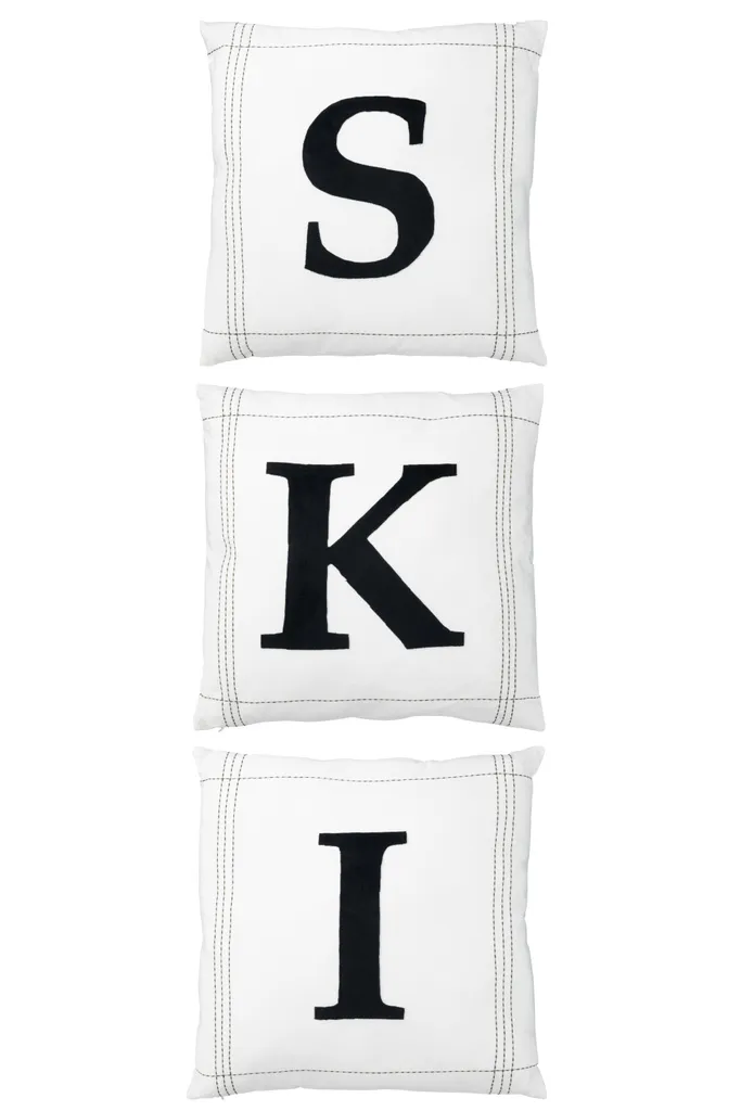 Coussin Ski Blanc J-Line : Confort Coton pour Salon Cosy Lot de 3