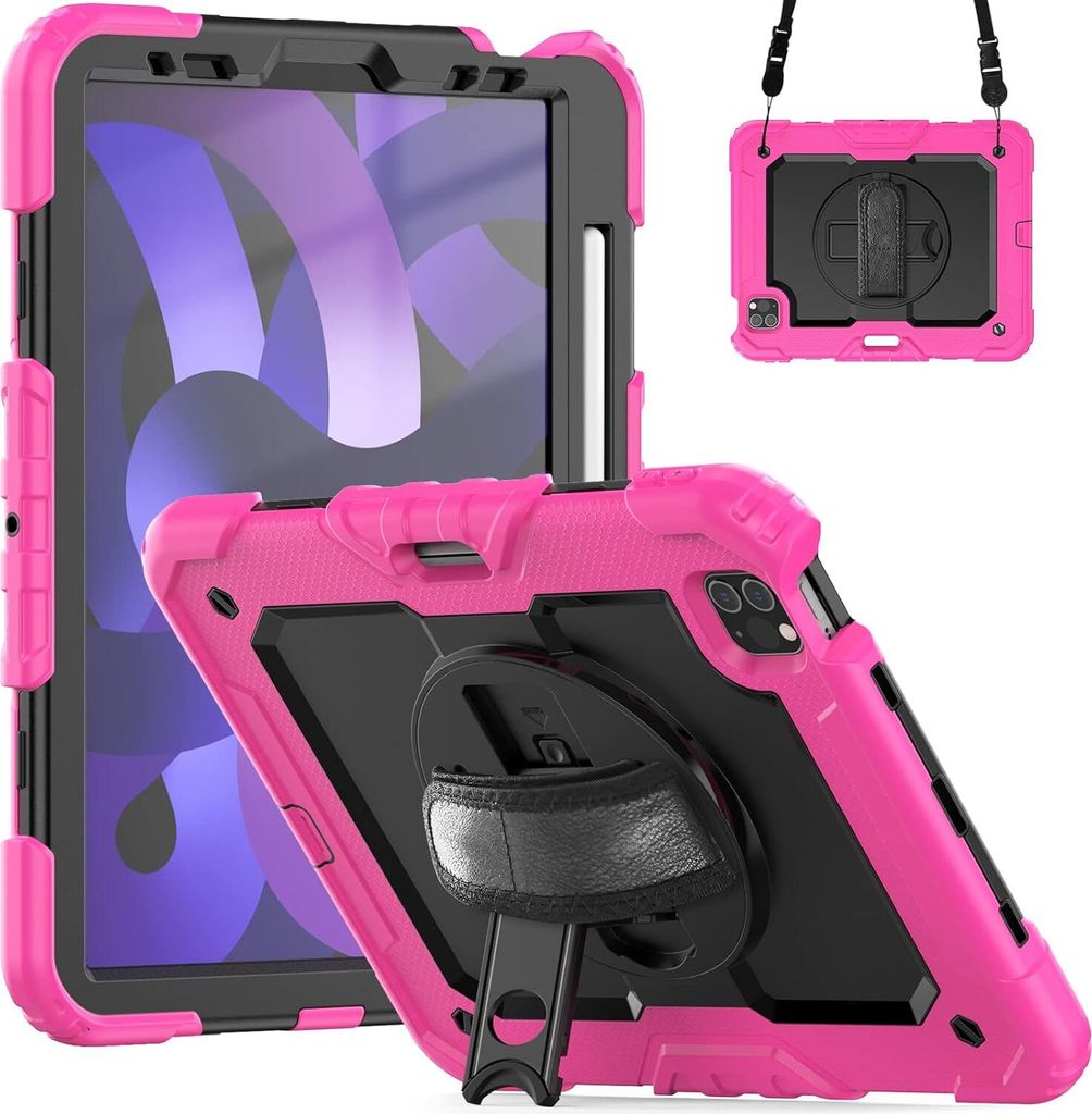 Tasche für iPad Pro 11/Air 5/4 mit Ständer und Schultergurt Pink