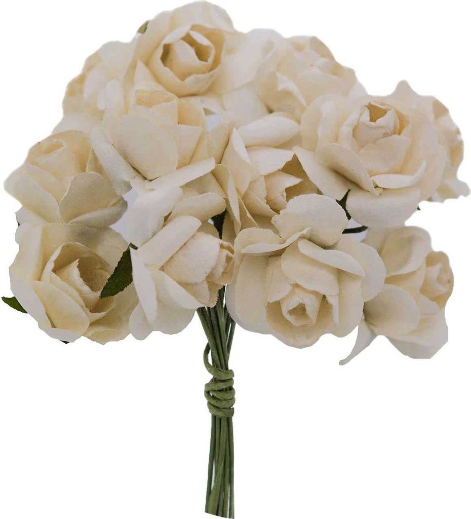 1 Bündel je 12 Rosen Röschen, Länge 7cm, Dekoration, Floristik, Farbe wählbar, Farbe:hellbeige