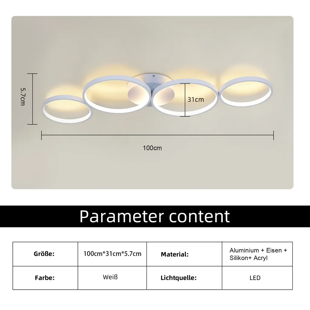 ZMH Plafonnier LED Salon 100cm Dimmable 56W avec Télécommande Design - 2