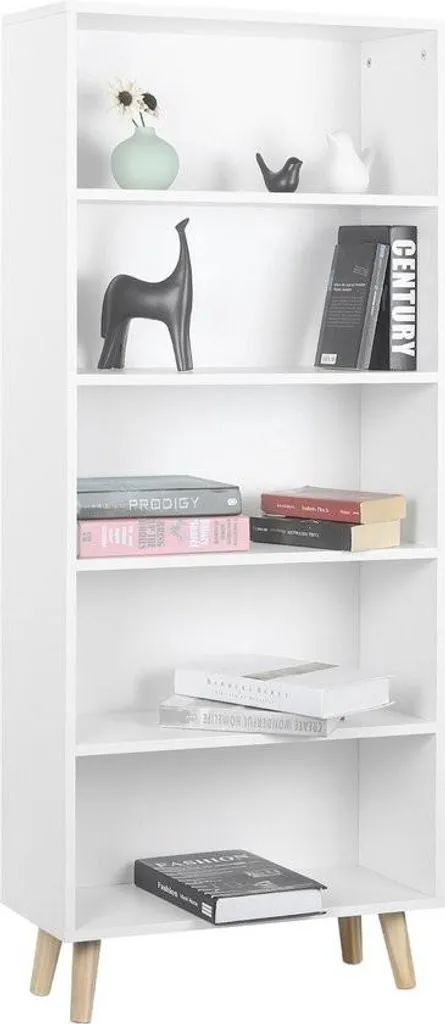 Optimisez votre espace : Bibliothèque blanche 5 couches à rangement ouvert