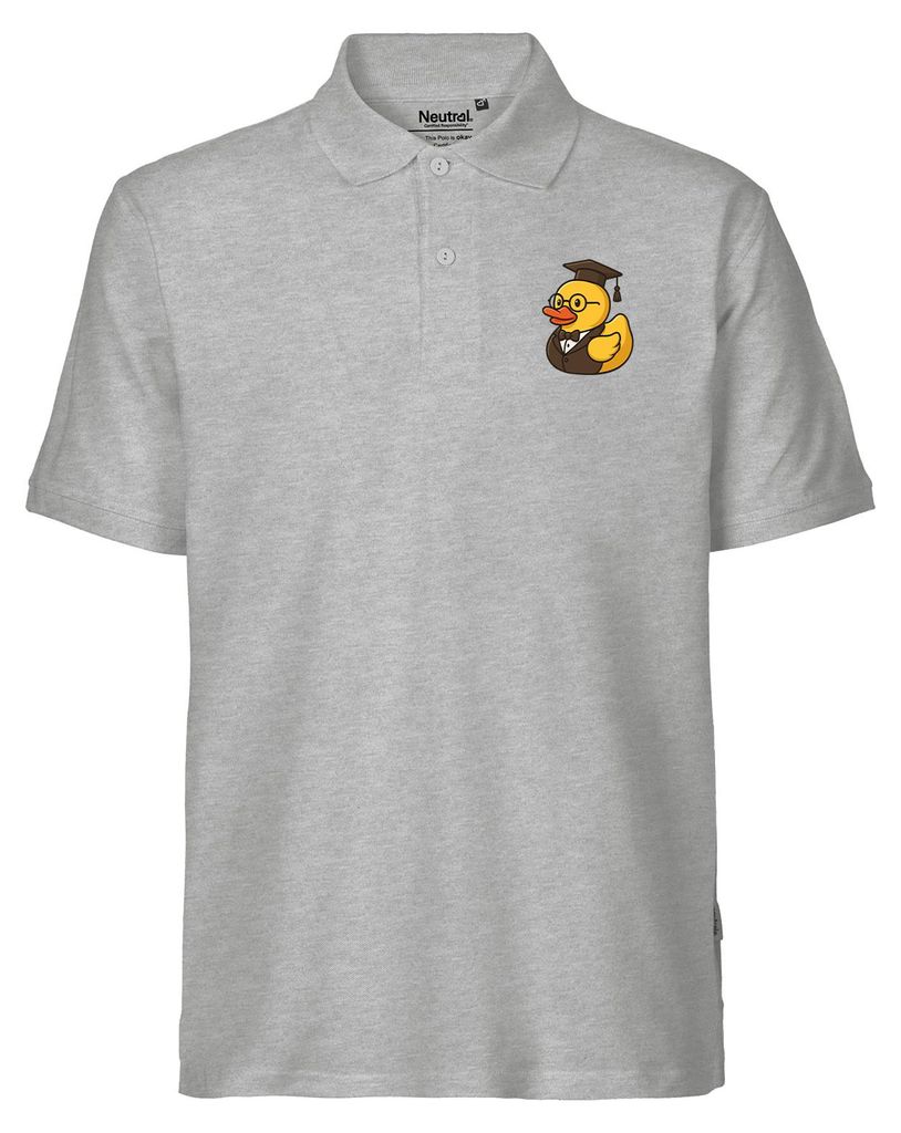 Huuraa Herren Polo Shirt Quietscheente Professor Gummiente Lehrer XL Sport Grey Bio Baumwolle Fairtrade Poloshirt Geschenkidee