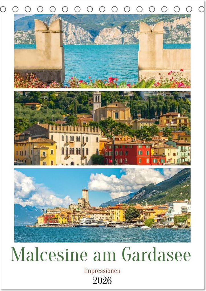 Malcesine am Gardasee - Impressionen (Tischkalender 2026 DIN A5 hoch), CALVENDO Monatskalender