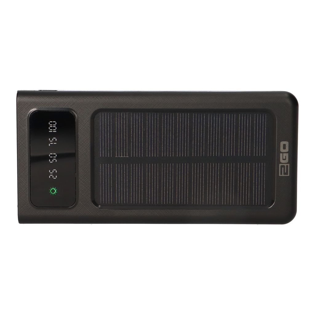 2GO Powerbank Solar 10000mAh s LED svítilnou černá Obrázek produktu 5