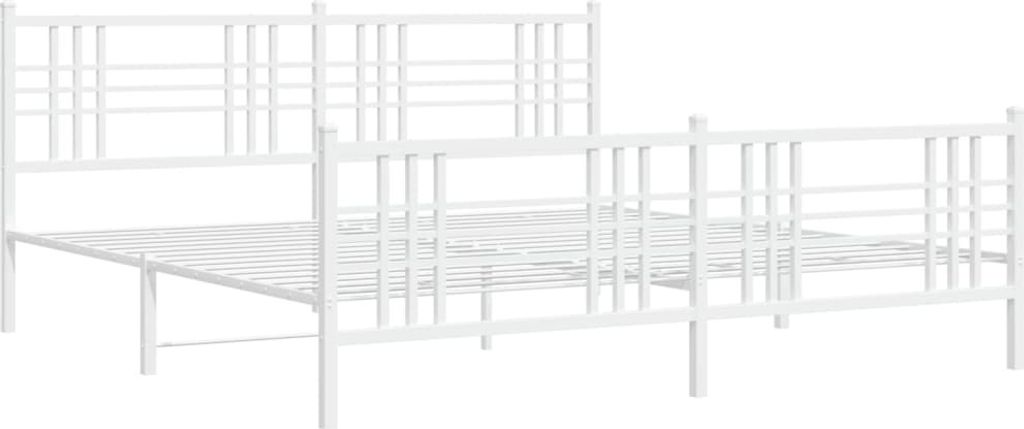 Bettgestell mit Kopf- und Fußteil Metall Weiß 183x213 cm