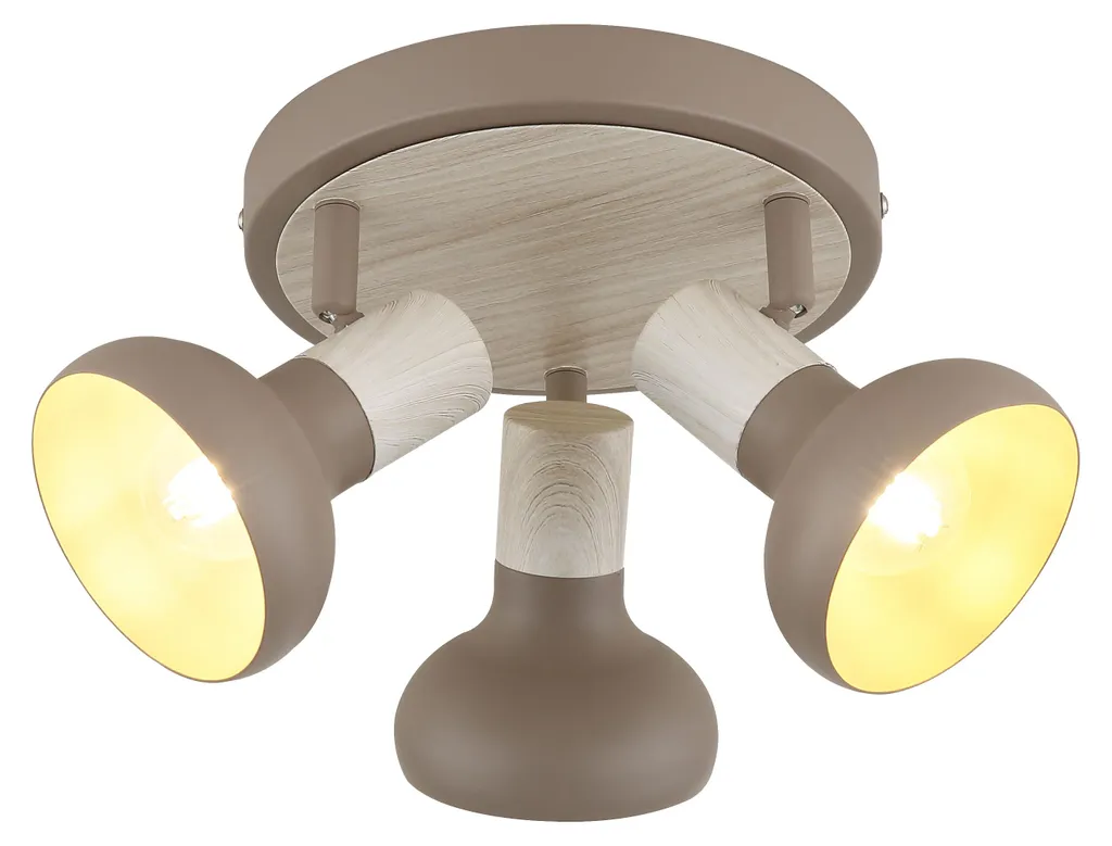 Plafonnier Puerto bois marron 3xE14 solution éclairage design et compact