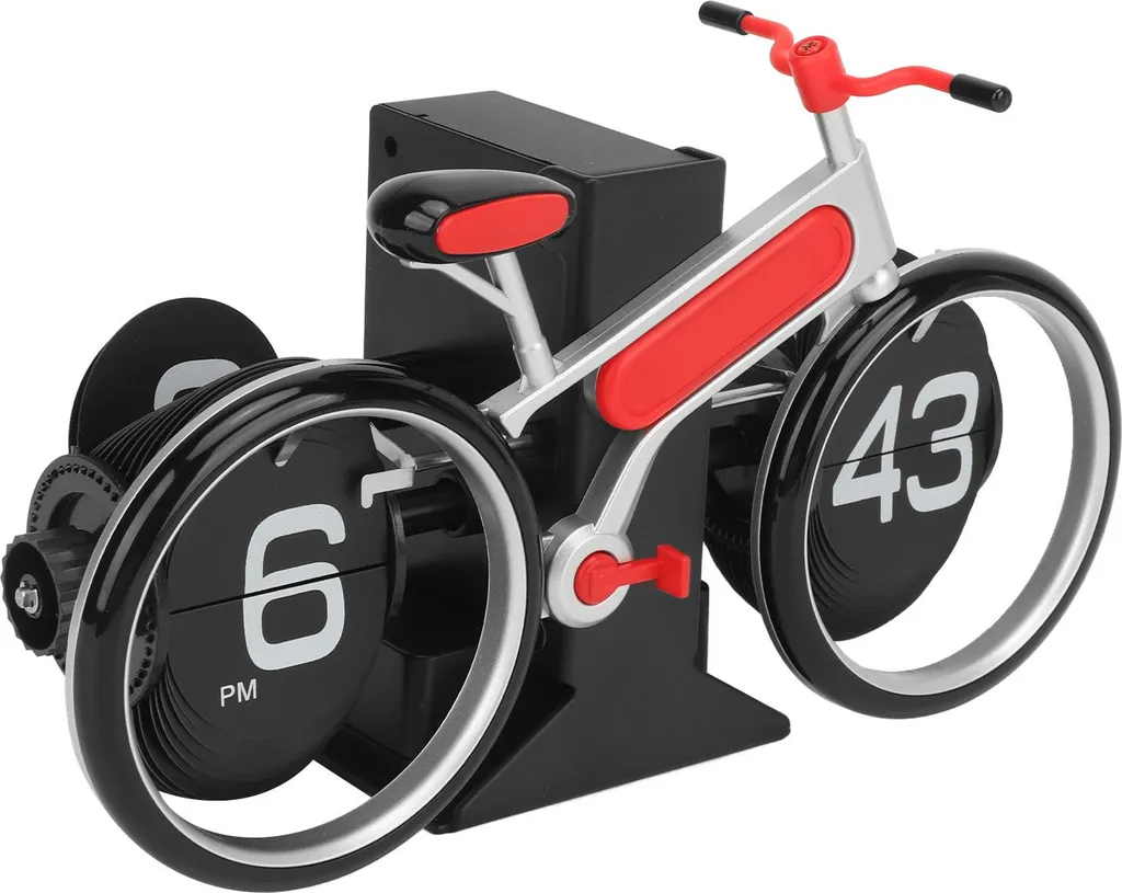 Horloge à volets vélo rouge, affichage automatique et design créatif