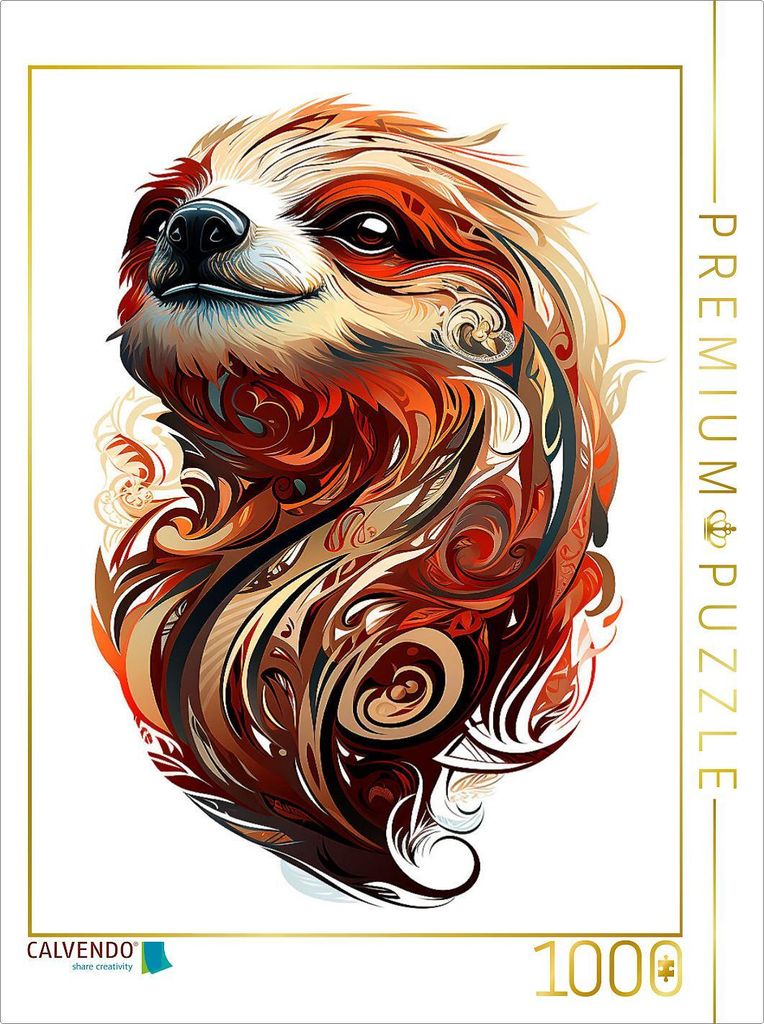 CALVENDO Puzzle Faultier im Tattoo Design | 1000 Teile Lege-Größe 64x48cm Foto-Puzzle für glückliche Stunden