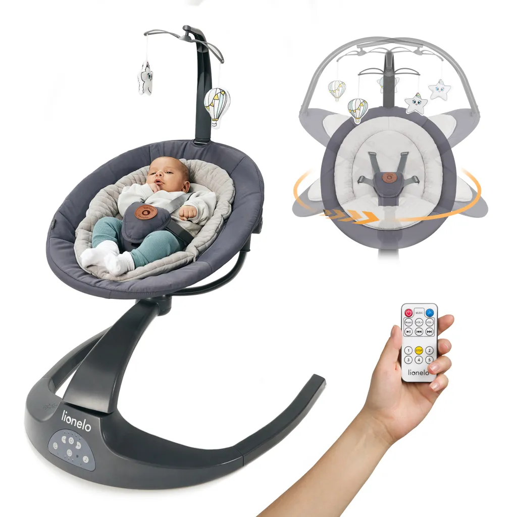 LIONELO Rina Balançoire Bébé 2en1 et Transat Pivotant 360° avec Télécommande