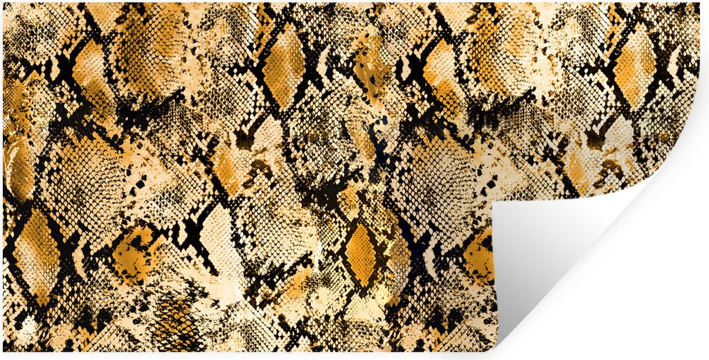 MuchoWow Wandtattoo Wandsticker Wandaufkleber Tiermuster - Gold - Schlange - Schuppen 120x60 cm Selbstklebend und Repositionierbar - Sticker - De...