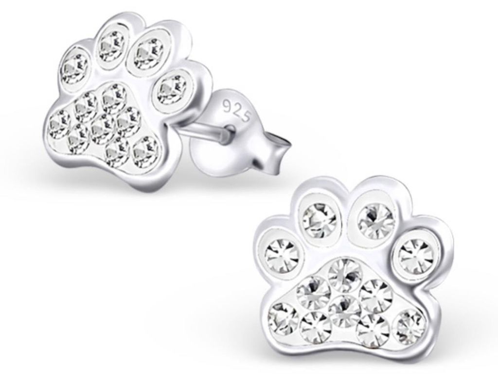 Ohrringe Silber Ohrstecker „Pfote / Pfötchen / Bärentatze“ Produktbild 