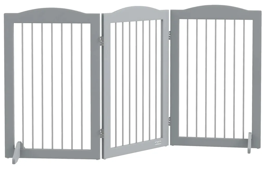 Barrière pour chien pliable et réglable grise, protection 154x30x80 cm