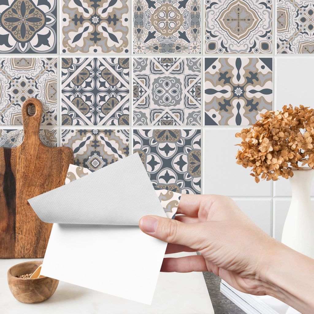 Fliesenaufkleber Klebefliesen Selbstklebende Fliesen für Küche Bad Möbel Schrank Wand Mosaikfliesen Küchenruckwand Beige marokkanisches Mosaik ...
