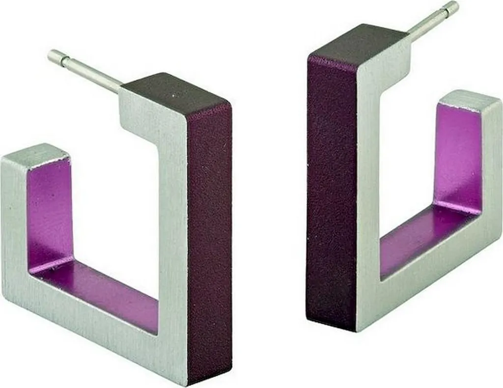 Boucles d'oreilles O11P CLIC by Suzanne en aluminium anodisé noir et gris